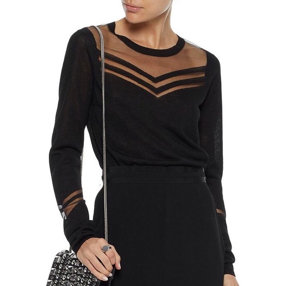 Maje Sweaters - ✨NWT Maje Tibi Mesh-paneled Stretch-knit Sweater✨